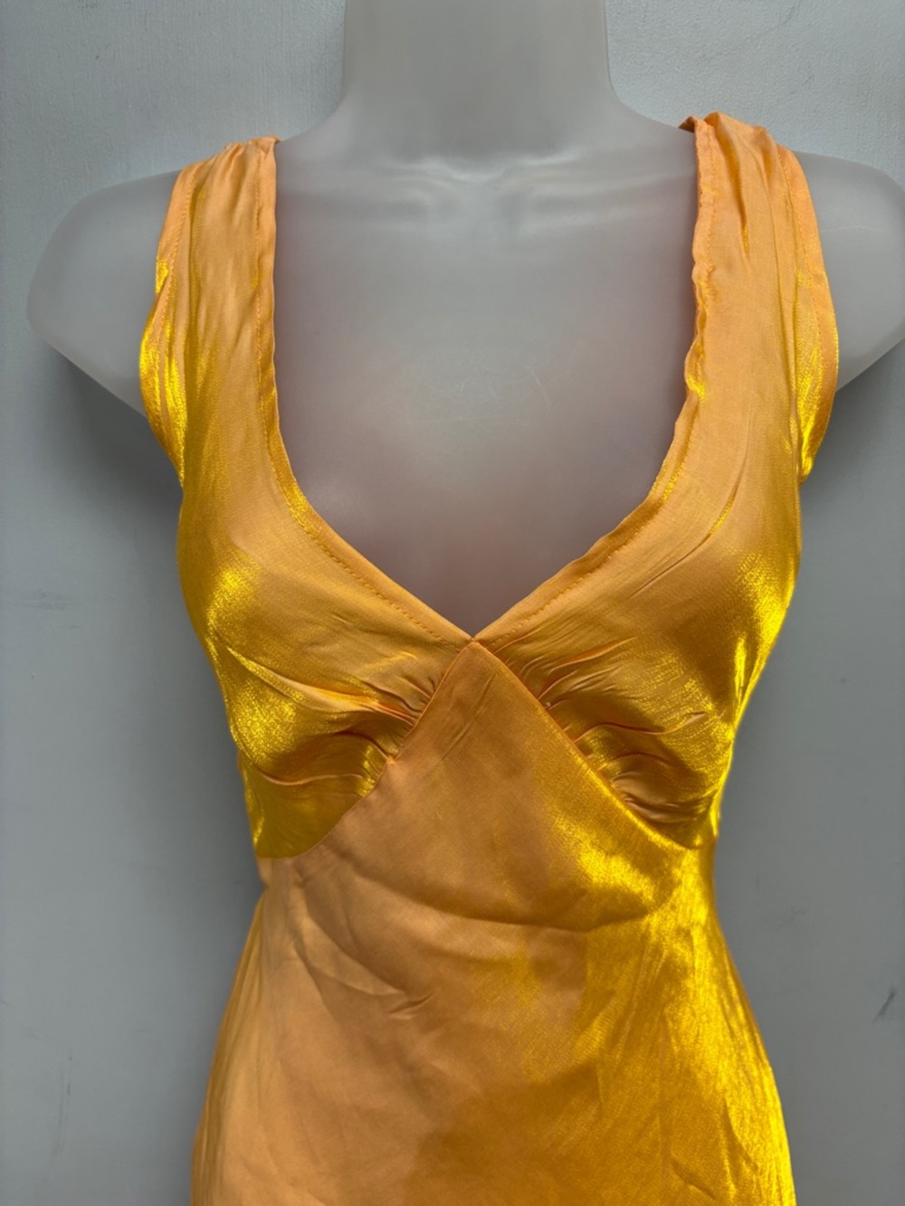 Peppermayo Loren Maxi Dress Mango Shimmer Satin Slip Dress Tie Back NWT Size 4 - Picture 3 of 11